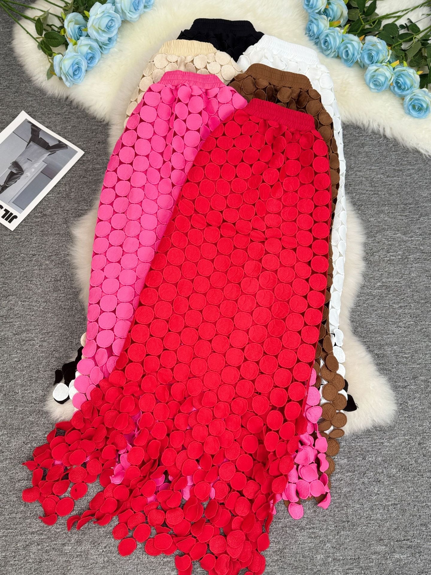 Hollow Dot Tassel Straight Design Sense Sheath Long Skirt