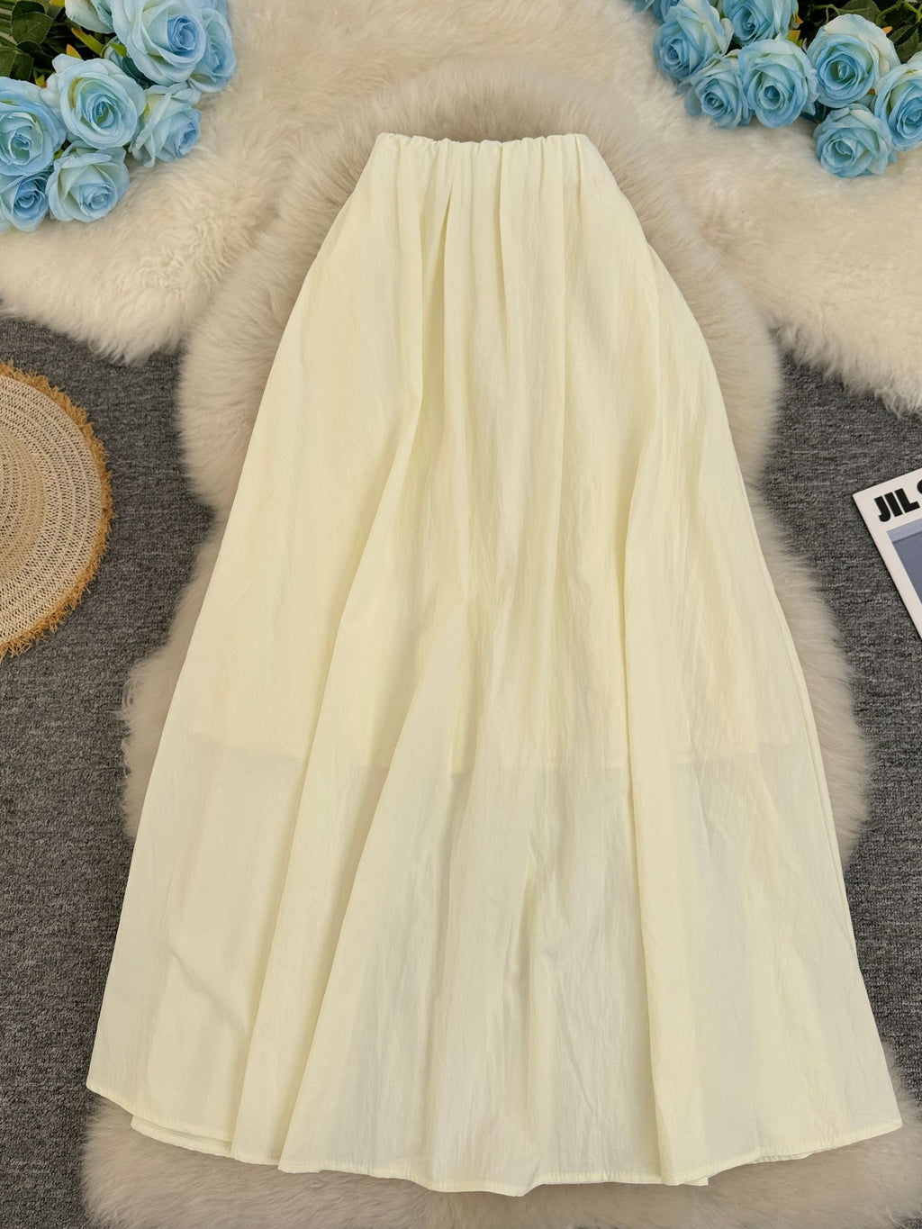 Sense Big Hem Gentle High Waist Slimming A- Line Midi Skirts