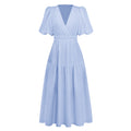 Women's High-grade Deep V Puff Sleeve Holiday Fashion Dress