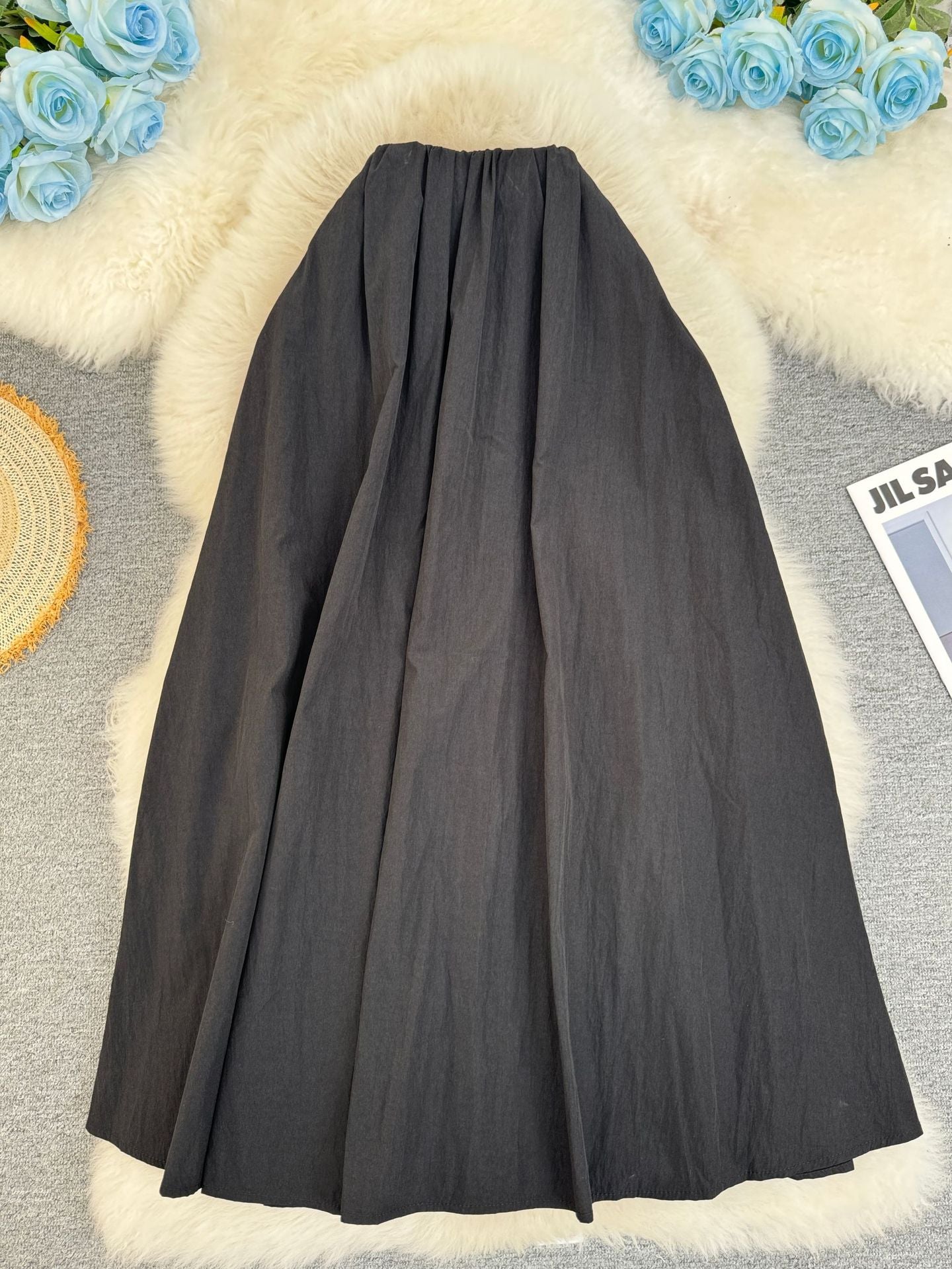 Sense Big Hem Gentle High Waist Slimming A- Line Midi Skirts