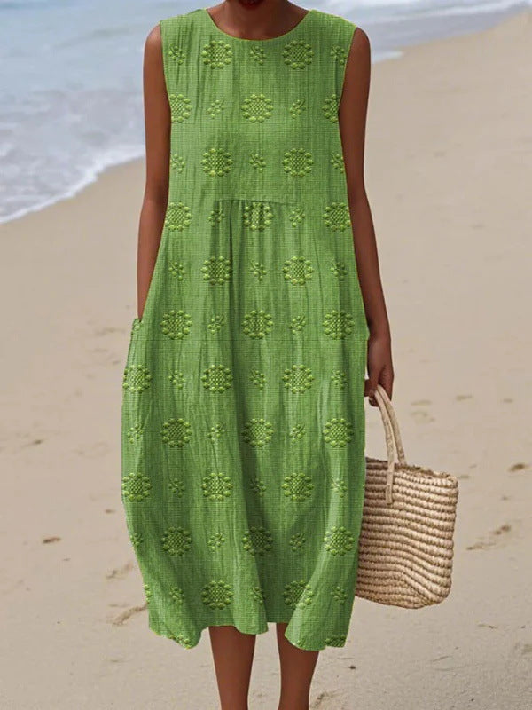 Sleeveless Pleated Large Version Loose-fitting Casual Dress