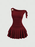 Fashionable Elegant Backless Design Cake Halter Dress