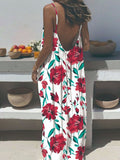Women's Sling Backless Loose Print Long Dress