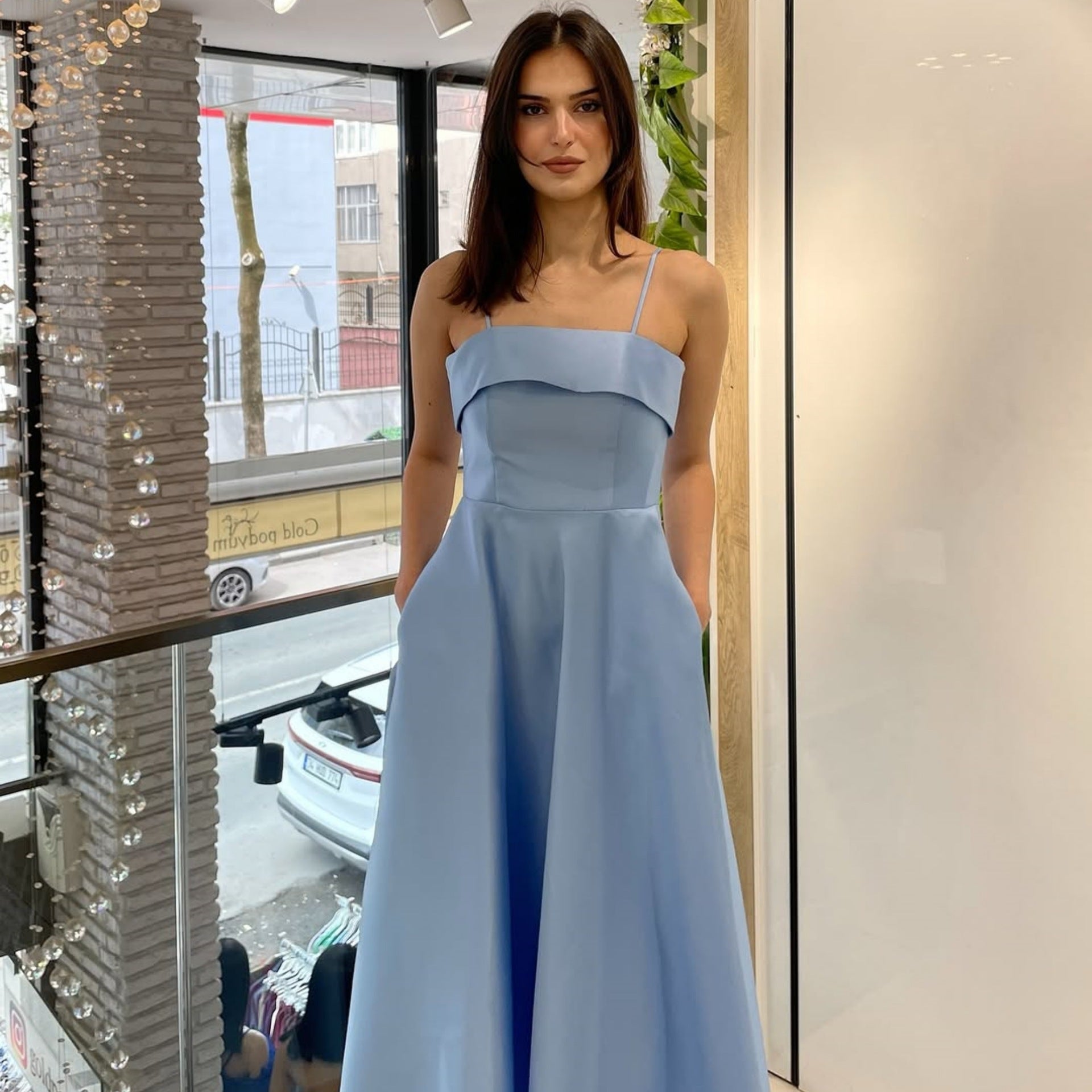 Women's Summer Solid Color Sexy Sleeveless Backless Tube Waist Dress