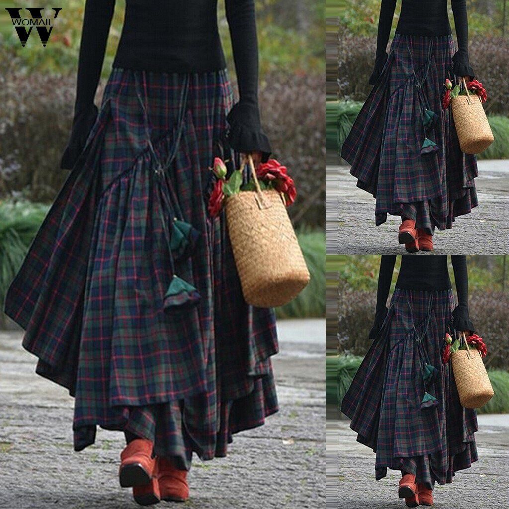 Women's Autumn Long Dress Stitching Irregular Swing Skirts