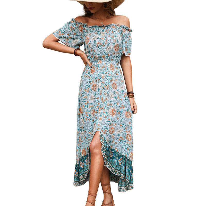 Pretty Goods Summer Floral French Ruffled Dress