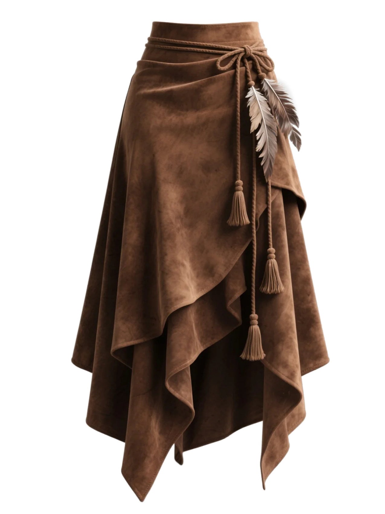 Women's European Vintage Suede Western Style Irregular Skirts