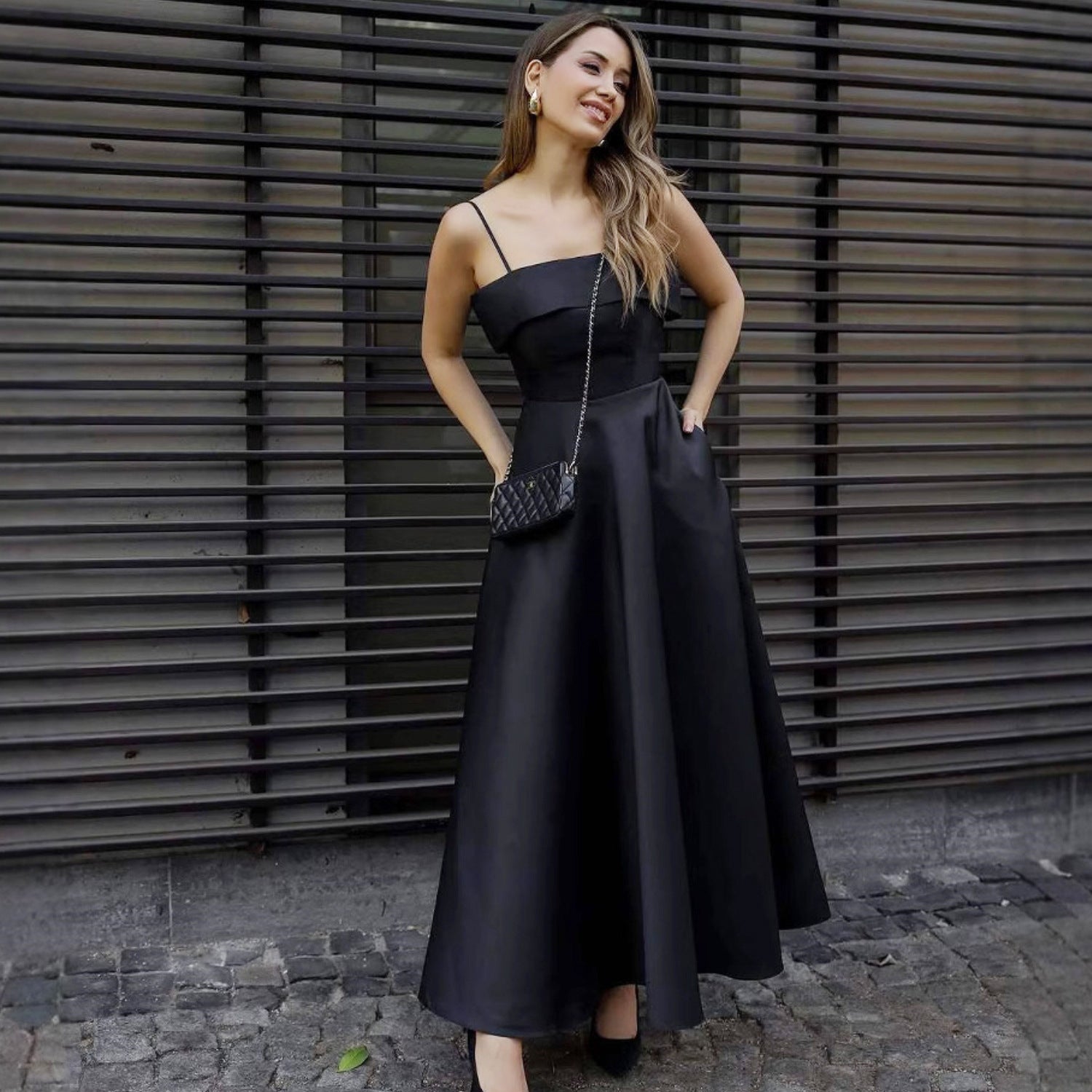 Women's Summer Solid Color Sexy Sleeveless Backless Tube Waist Dress