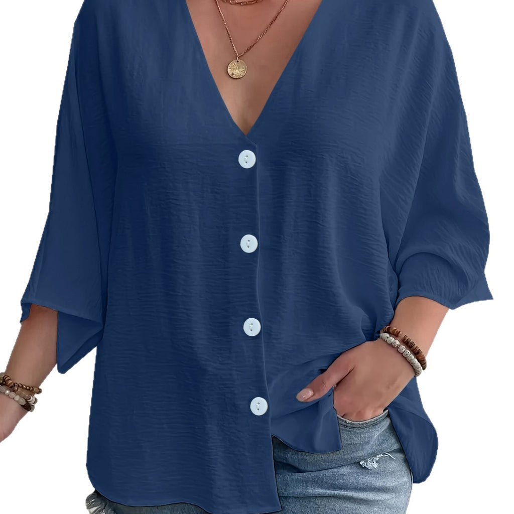 Women's Buttons Ice Silk Wrinkle Solid Color Clothing