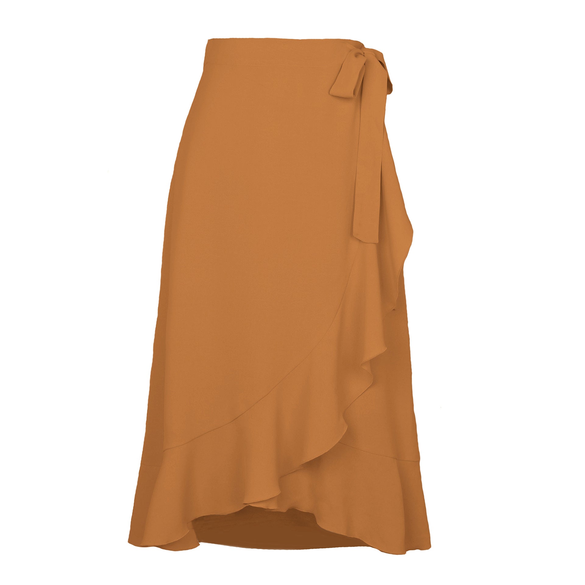 High Waist Wrap Vacation Style Ruffled Irregular Long Skirts