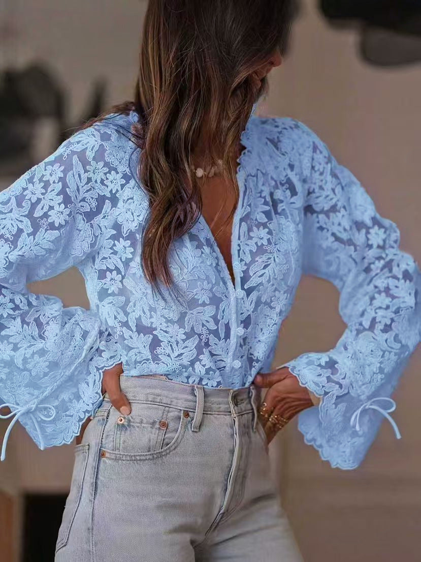 Cool New Hollowed Leisure Lace Shirt Blouse