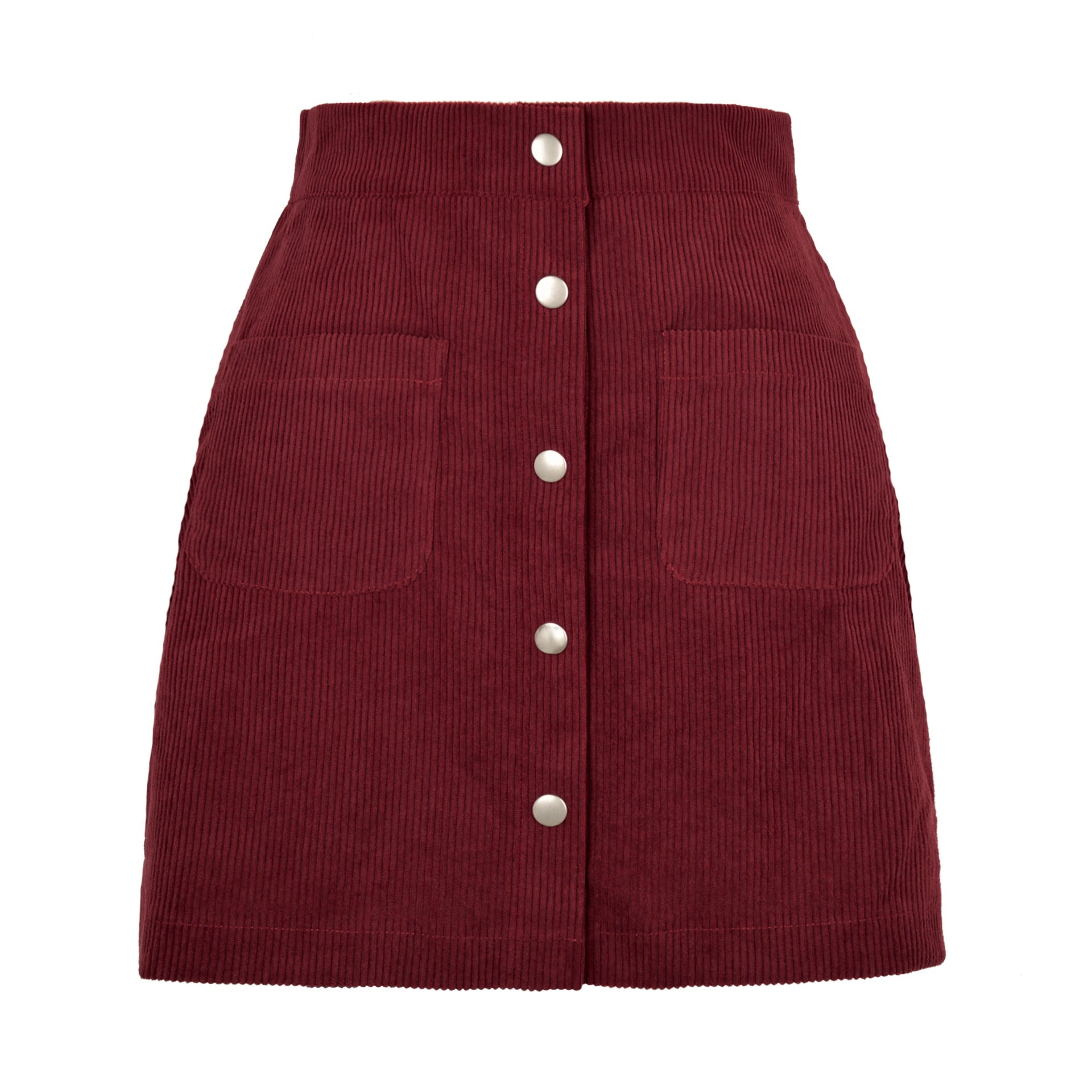 Women's Corduroy Sheath Single-breasted Slim Fit Solid Skirt