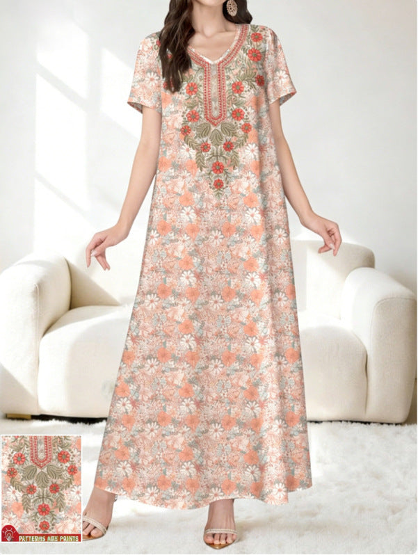 Women's Summer Fashion Casual Sleeve Printed Pocket Clothing