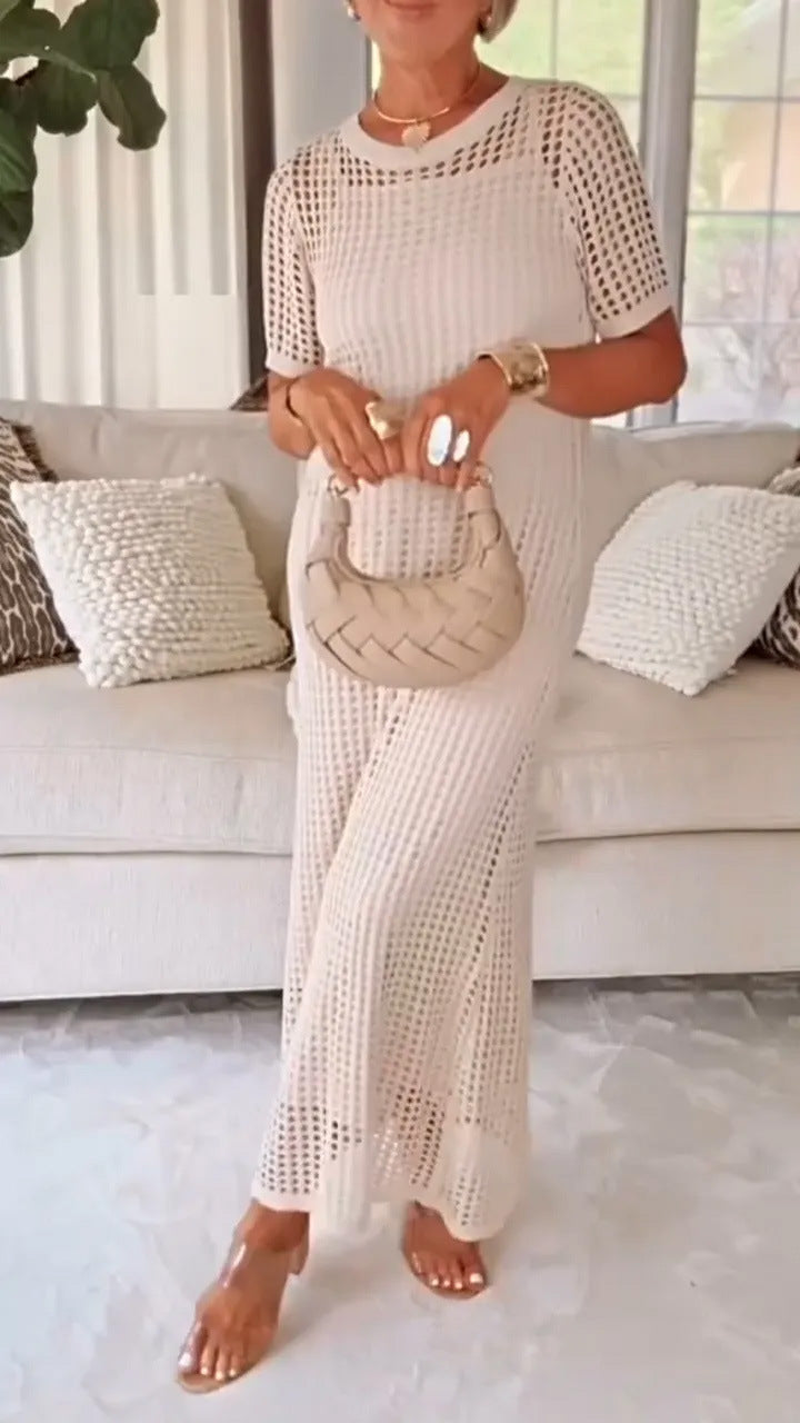 Versatile Elegant Women's Round Neck 5-point Dress