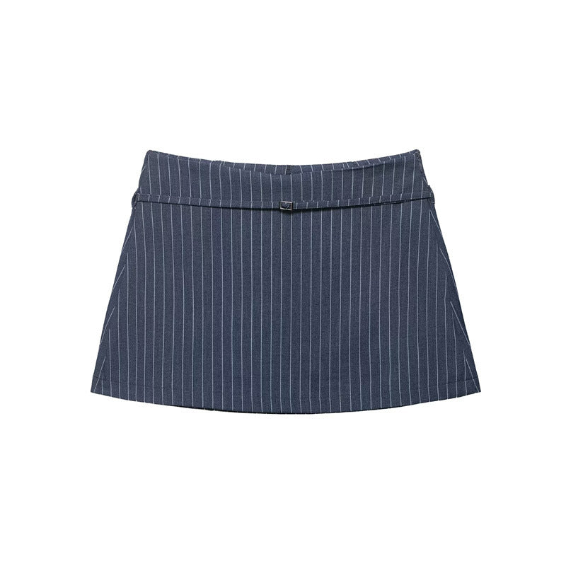 Women's Spring Fashionable Striped Belt Culottes Skirt