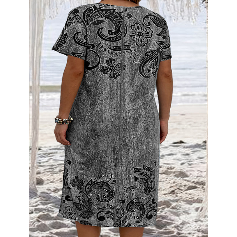Charming Popular Women's Loose Printed Pocket Plus Size