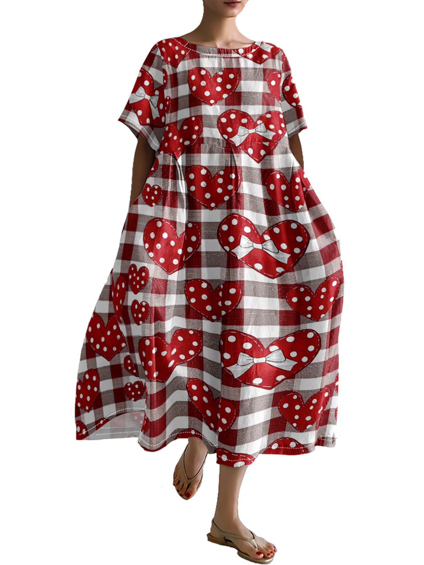 Women's Printed Round Neck Sleeve Elegant Dress