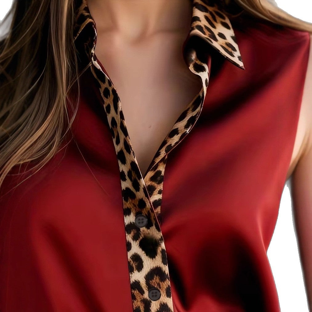 Women's Commuting Figure Flattering Long Sleeve Leopard Print Blouse
