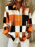 Innovative Women's Shirt Sleeve Lapel Print Blouse