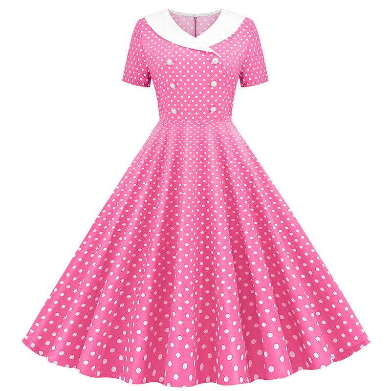 Comfortable Popular Polka Dot Print Swing Dress