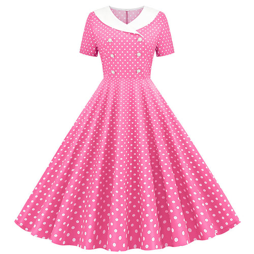 Comfortable Popular Polka Dot Print Swing Dress