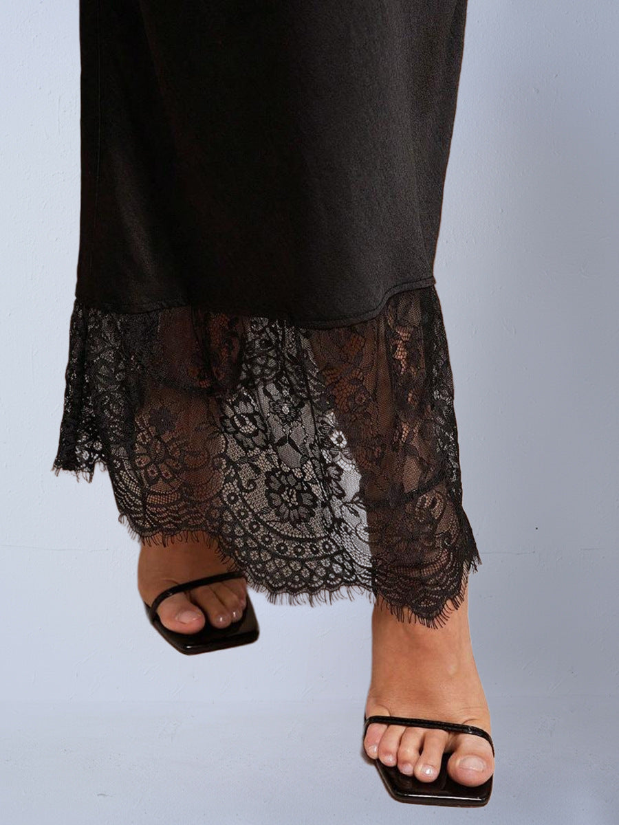 Women's Satin Lace Stitching High-grade Source Skirt