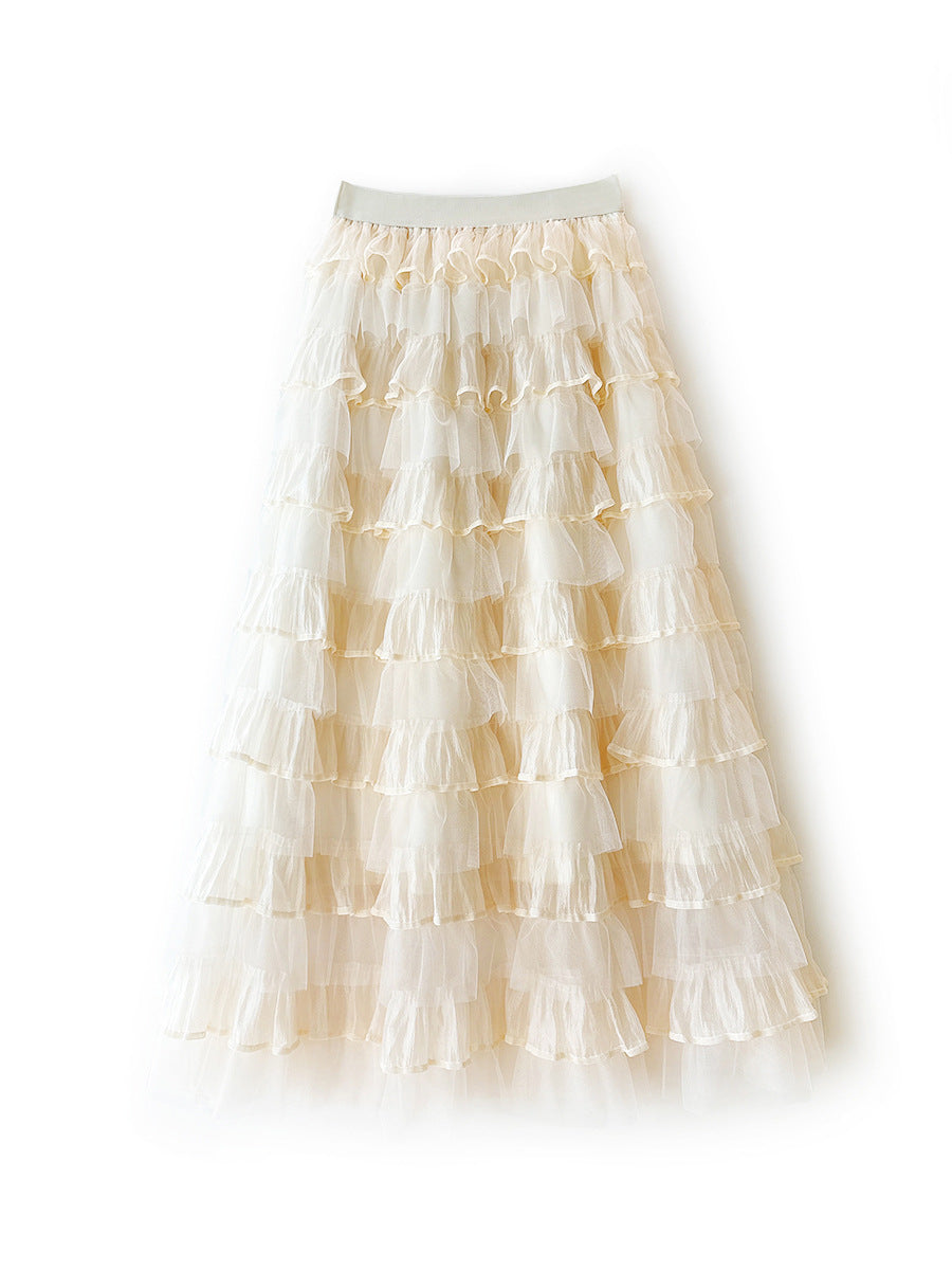 Organza Layers Long Patchwork Cake Dress Skirts
