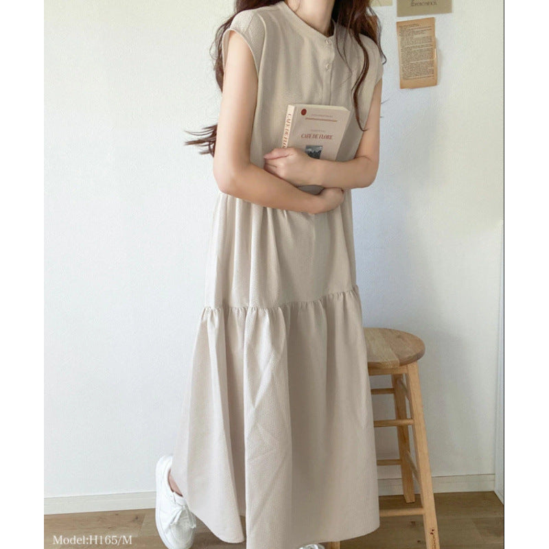 Summer Sweet Back Collar Sleeveless Striped Dress