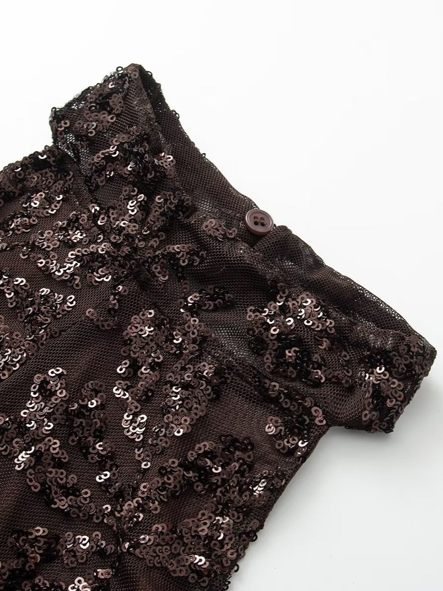 Women's Summer Fashionable Sequins Hanging Collar Small Clothing