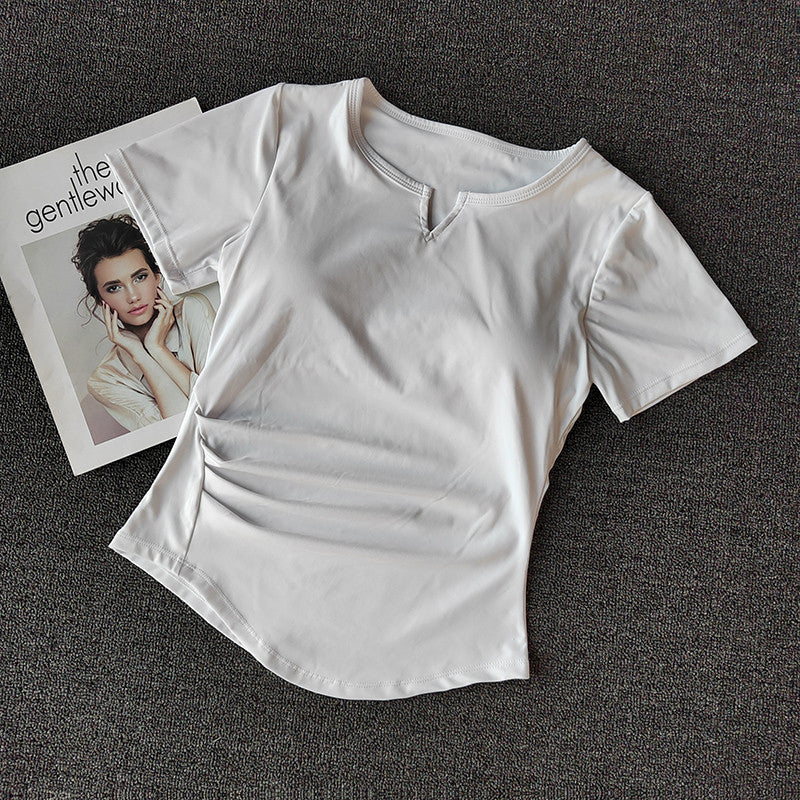 Women's Design Sleeve Sports With Chest Pad Women's T-shirt