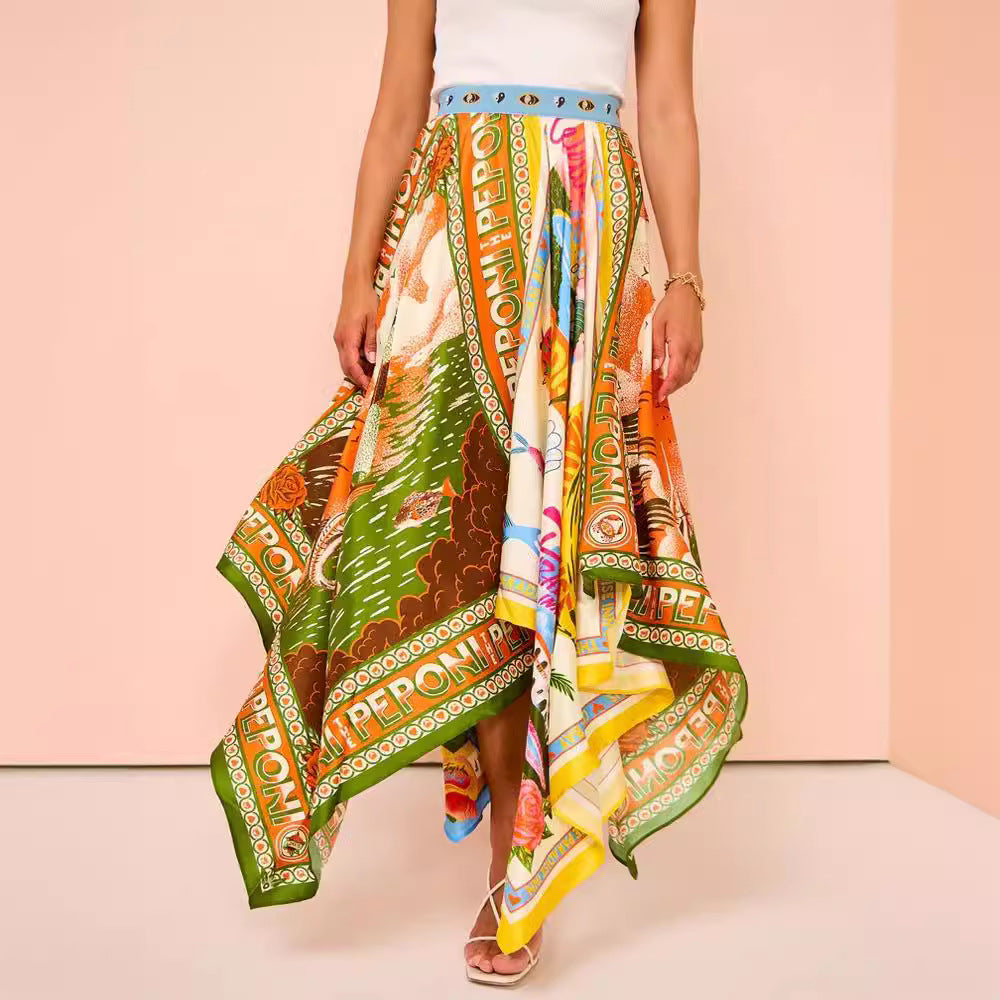 Versatile Unique Casual Fashion Irregular Printed Skirt