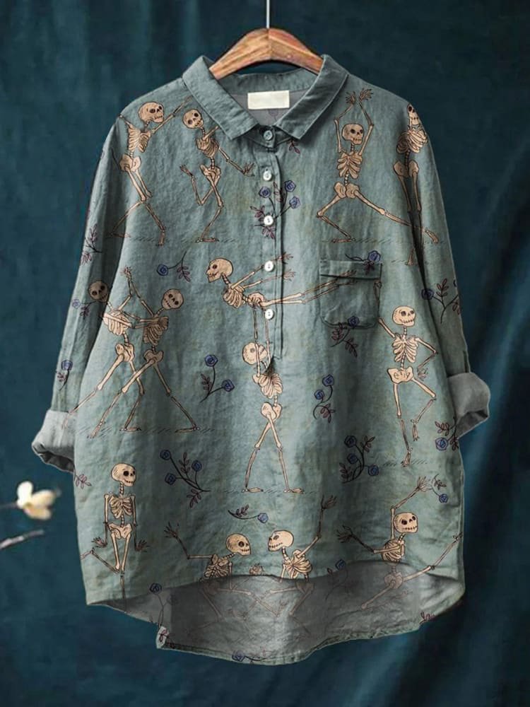 Casual Long Sleeve Shirt Animal Print Blouse
