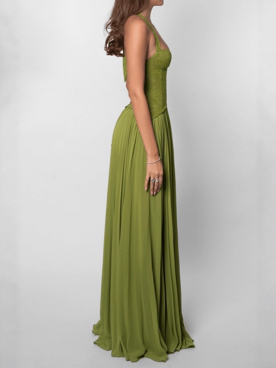 Women's Sexy Elegant Patchwork Long Scarf Collar Back Dress
