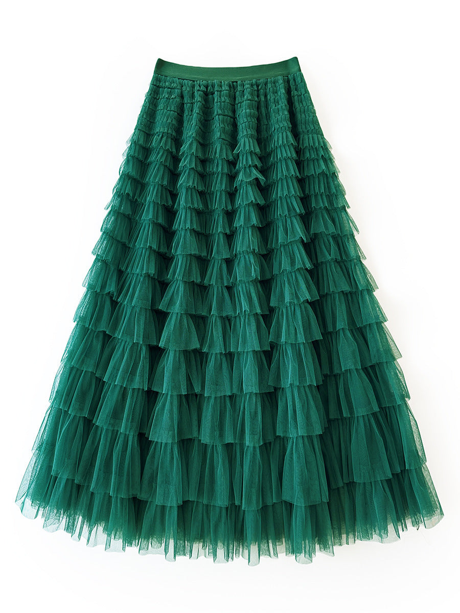 Charming Mesh Stitching Cake Dress Long Skirt