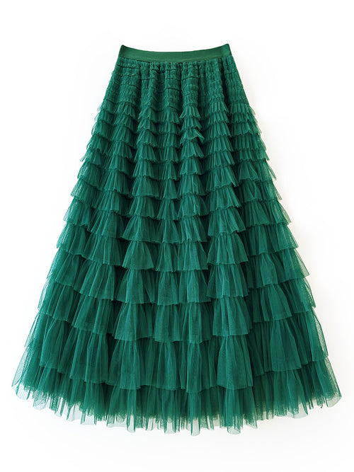 Charming Mesh Stitching Cake Dress Long Skirt