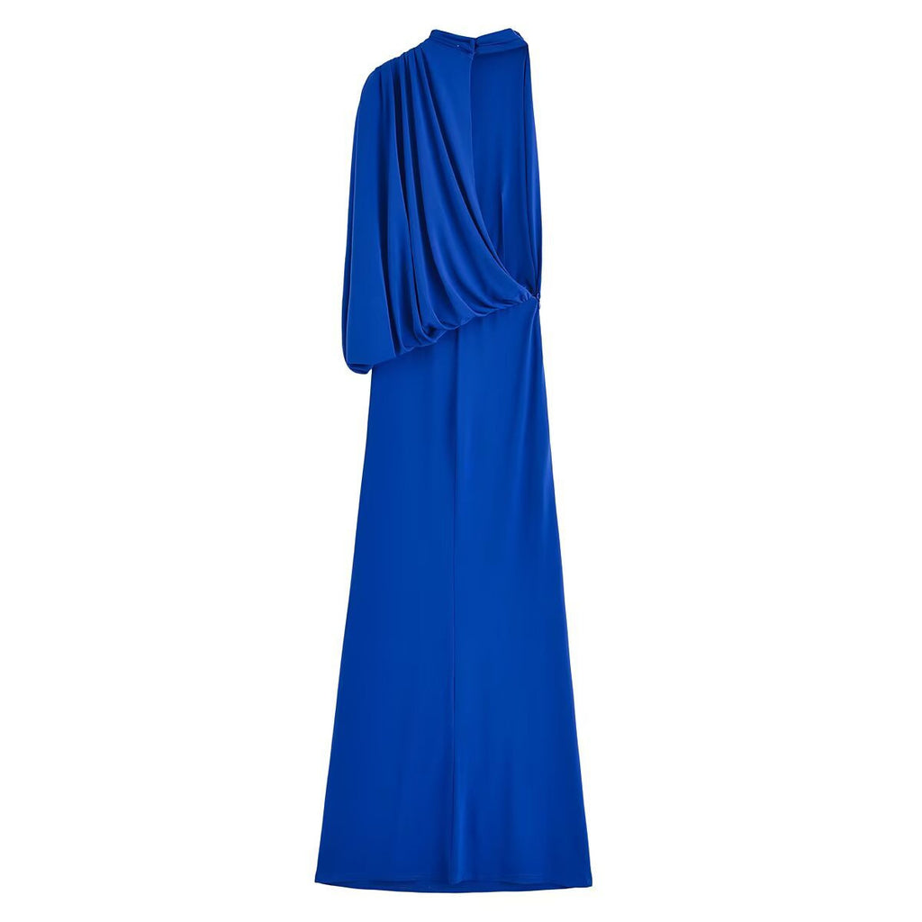 Women's Spring Solid Color Pullover Pleated Laminated Dress