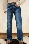 Women's Retro High Waist Narrow Wide Leg Loose Commuting Figure Jeans