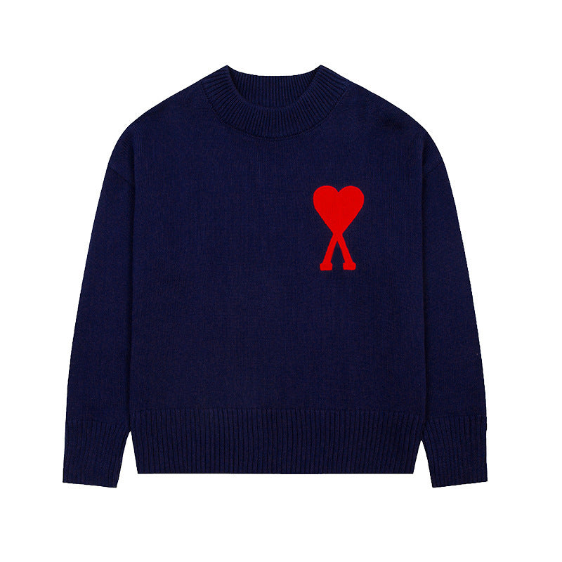 Round Neck Small Love Fashion Female Couple Loose Long Women's Sweater