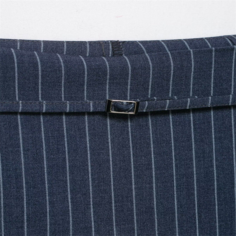 Women's Spring Fashionable Striped Belt Culottes Skirt