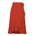 High Waist Wrap Vacation Style Ruffled Irregular Long Skirts