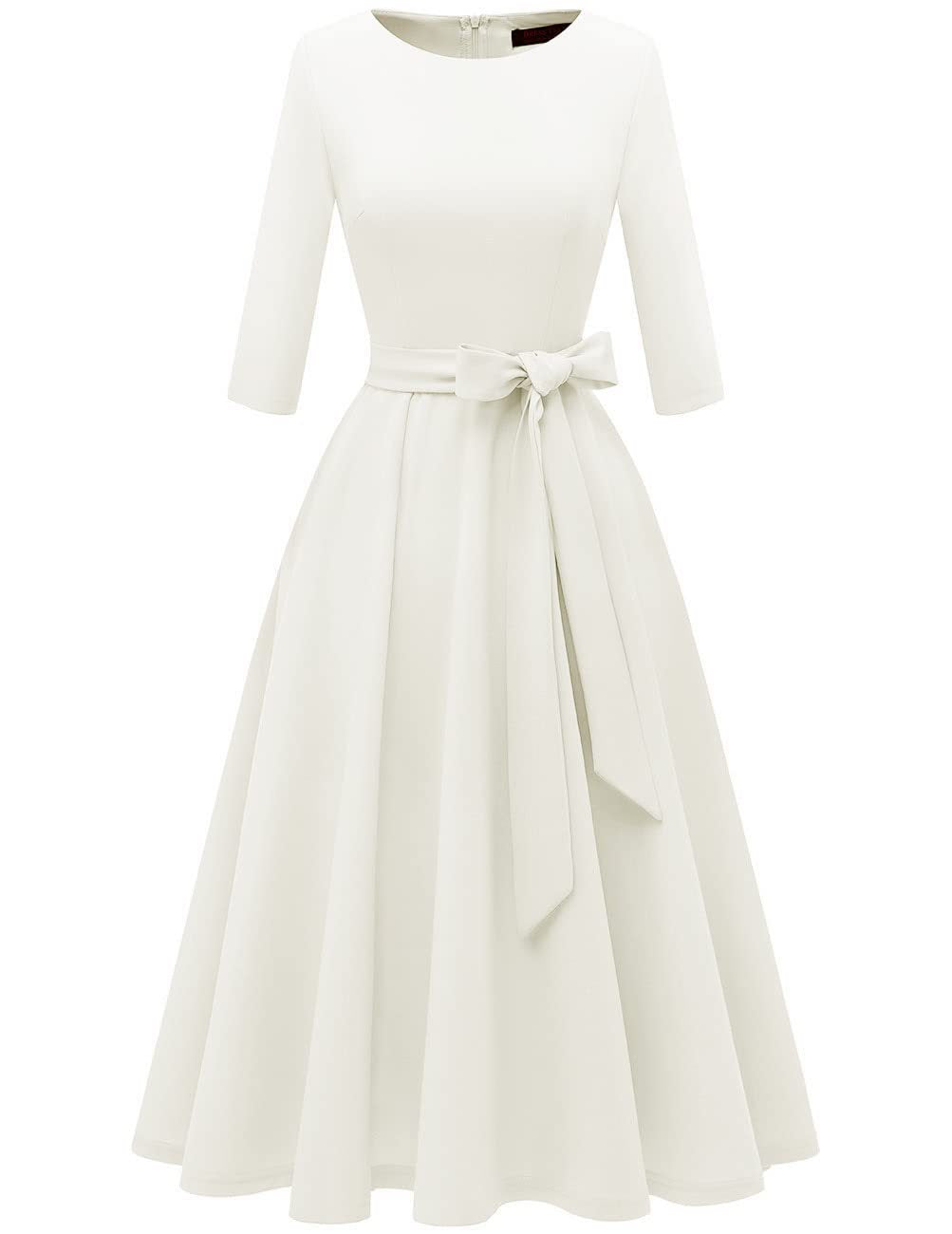 Women's Collar Three-quarter Sleeve Solid Color Temperament Leisure Large Swing Super Skirts