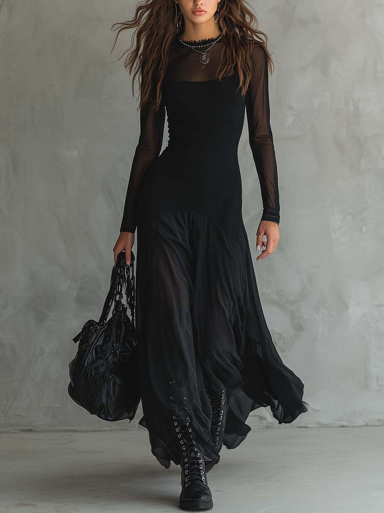 Beautiful Women's Sexy Elegant Mesh Stitching Dress