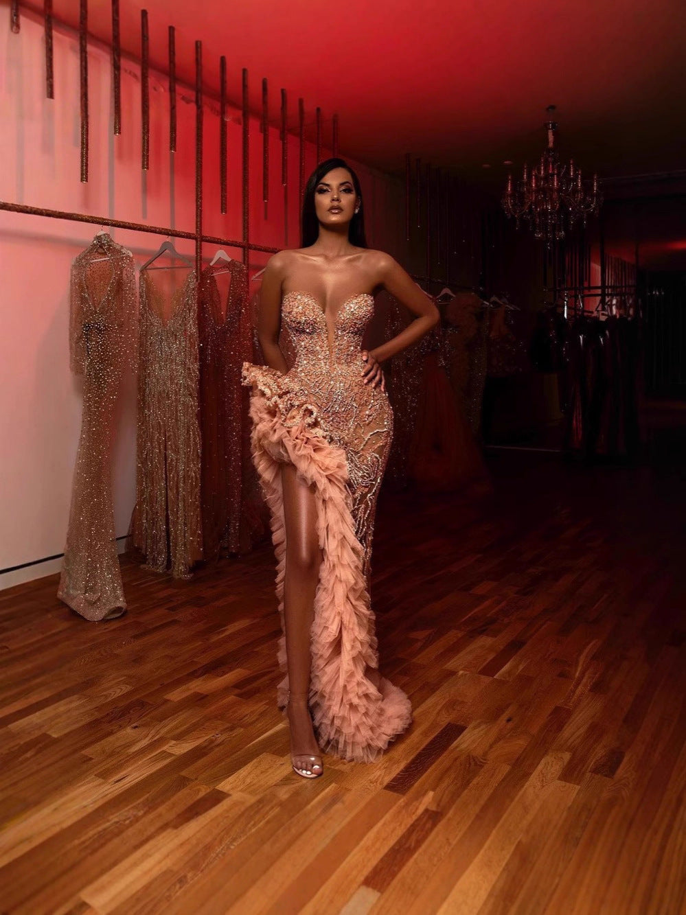 Women's Spring Sexy Sequined Tube With Tassel Clothing