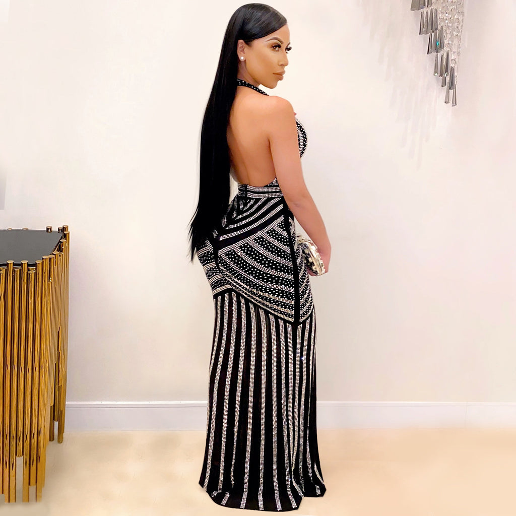 Fashion Deep Backless Nightclub Party Formal Dress