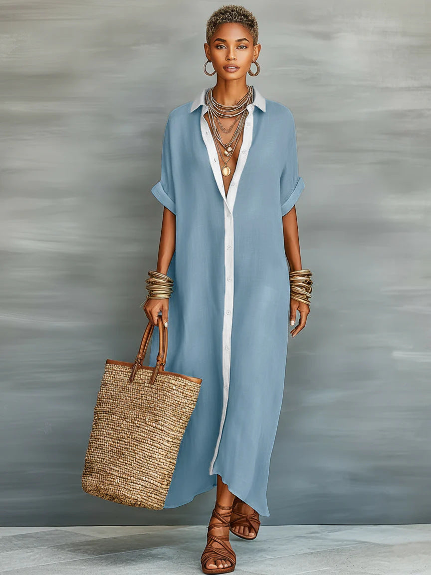 Women's Color Loose Long Shirt Fashion Casual Comfortable Vacation Dress