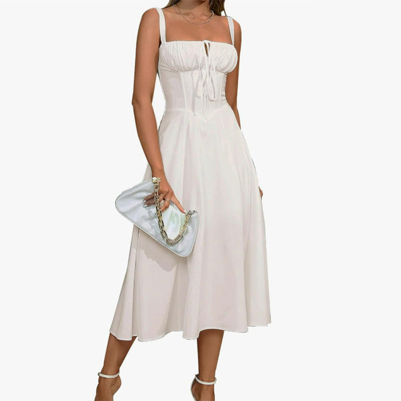 Summer Slimming Waist Fishbone Shaped Split Dress