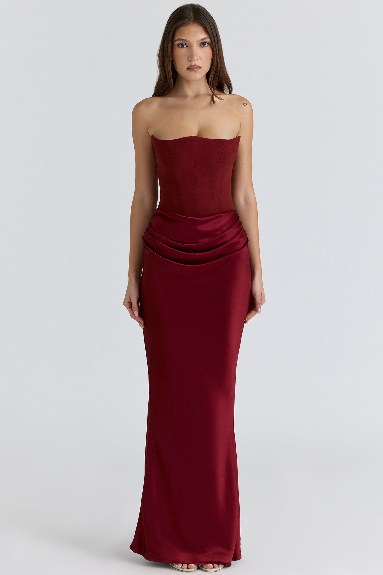 Waist Tube Fishbone Pleated Long Sheath One-piece Dress