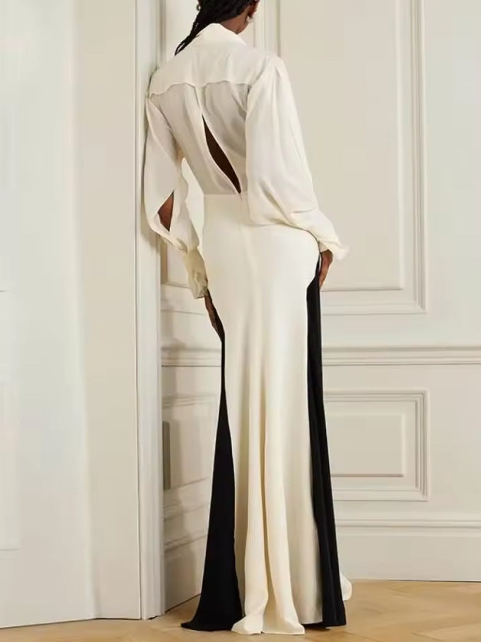 Autumn Elegant Fashionable Temperamental Irregular Solid Dress