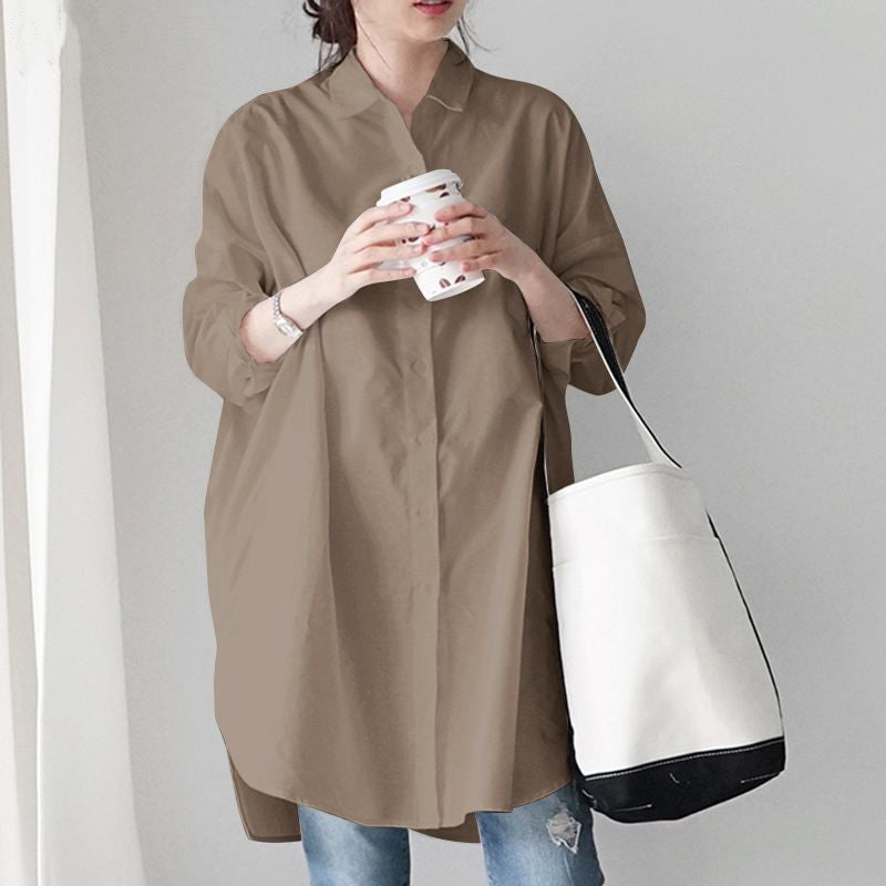 Women's Long Sleeve Loose Casual Irregular Shirt Blouse
