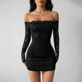 Women's Autumn Lace Long Sleeve Slim Fit Dress